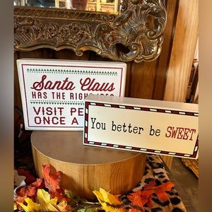 Primitive by Kathy Christmas signs, Santa Claus, peppermint, decor